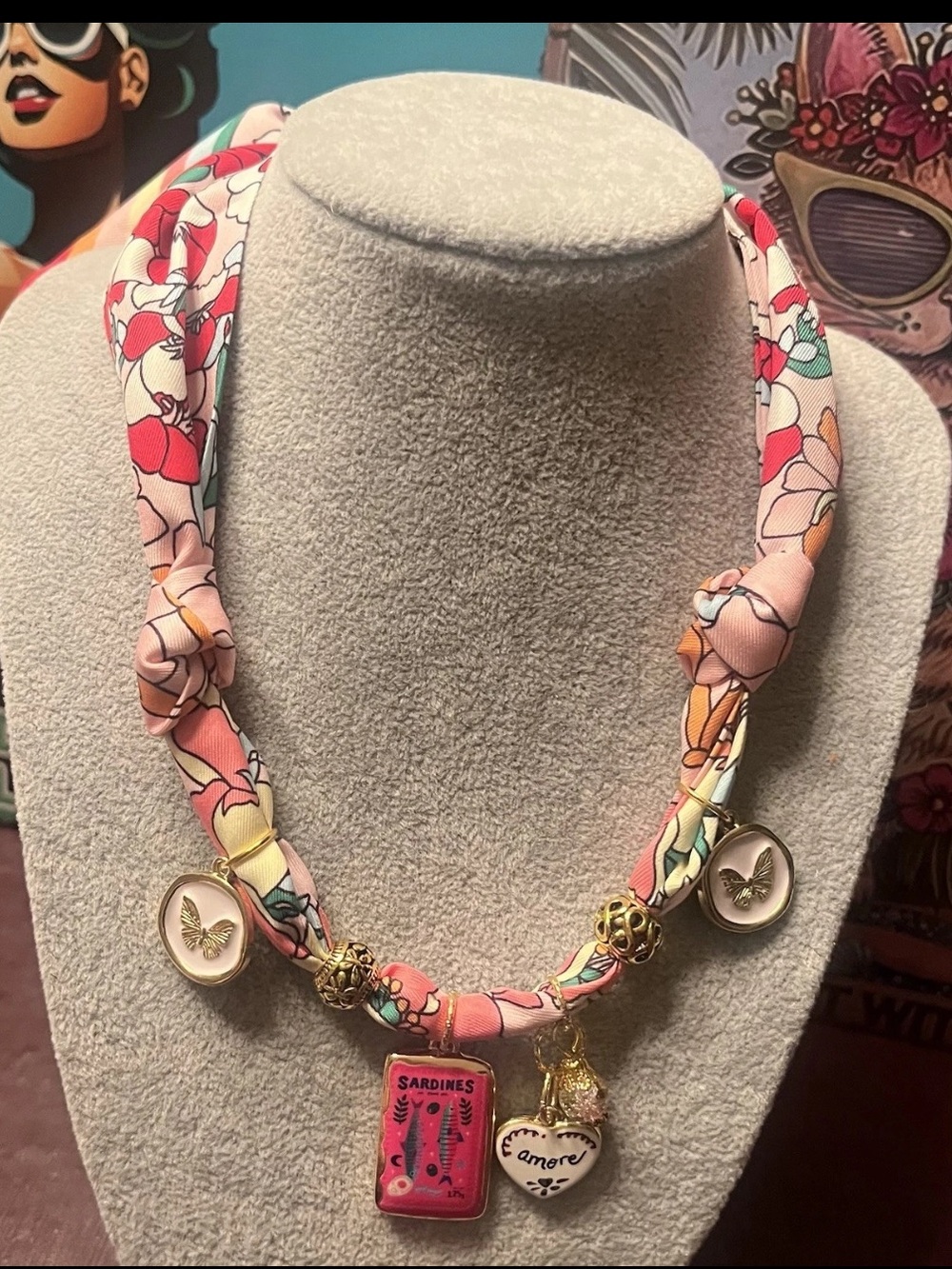 Amore Pink Floral Charm Necklace - Women Jewelry
